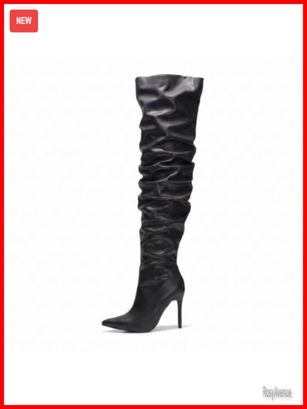 Pointed Toe Thigh High Boots PU Slouch Over the Knee 4-Inch Heel
